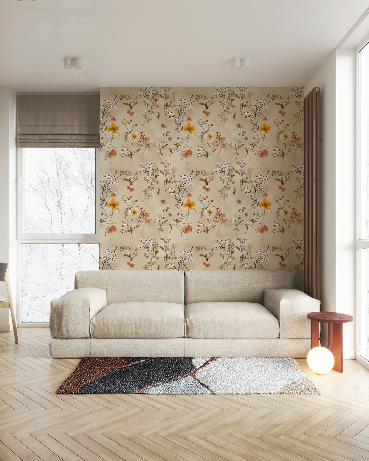 Late Bloom - Neutral Wildflower Wallpaper