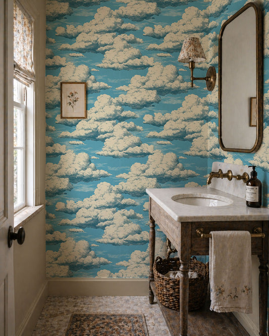 Cloud Wallpaper - Vintage Blue Sky Peel and Stick