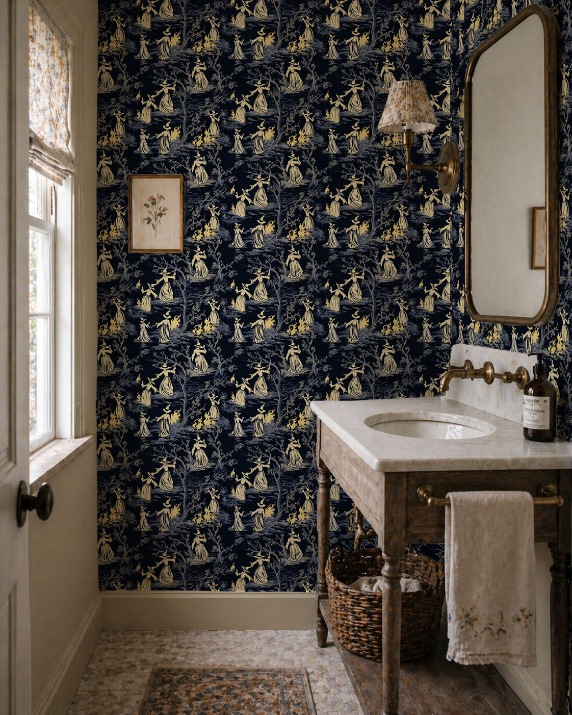 Midnight Coven Toile De Jouy Wallpaper