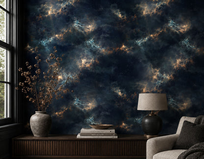 Meet Me in Outer Space - Blue Celestial Sky Wallpaper