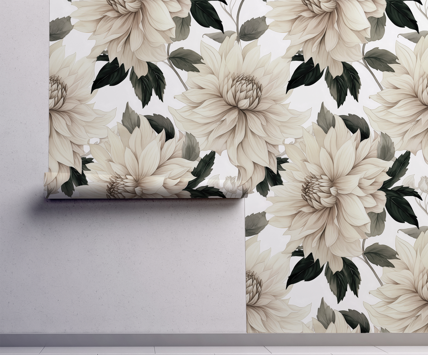 Cottage Charm - Neutral Large Floral Wallpaper