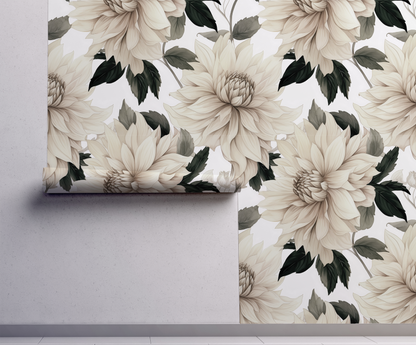 Cottage Charm - Neutral Large Floral Wallpaper