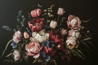 Dark Floral Wallpaper – Peony & Tulip Wall Mural