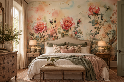 Blush Heirloom Roses – Floral Watercolor Wall Mural