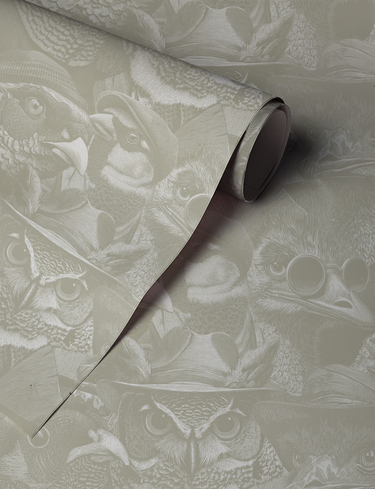 funky neutral vintage bird peel and stick wallpaper