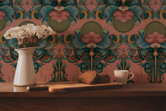 Art Nouveau Vintage Floral Wallpaper