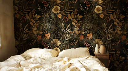 Autumn Harvest - Dark Moody Floral Wallpaper