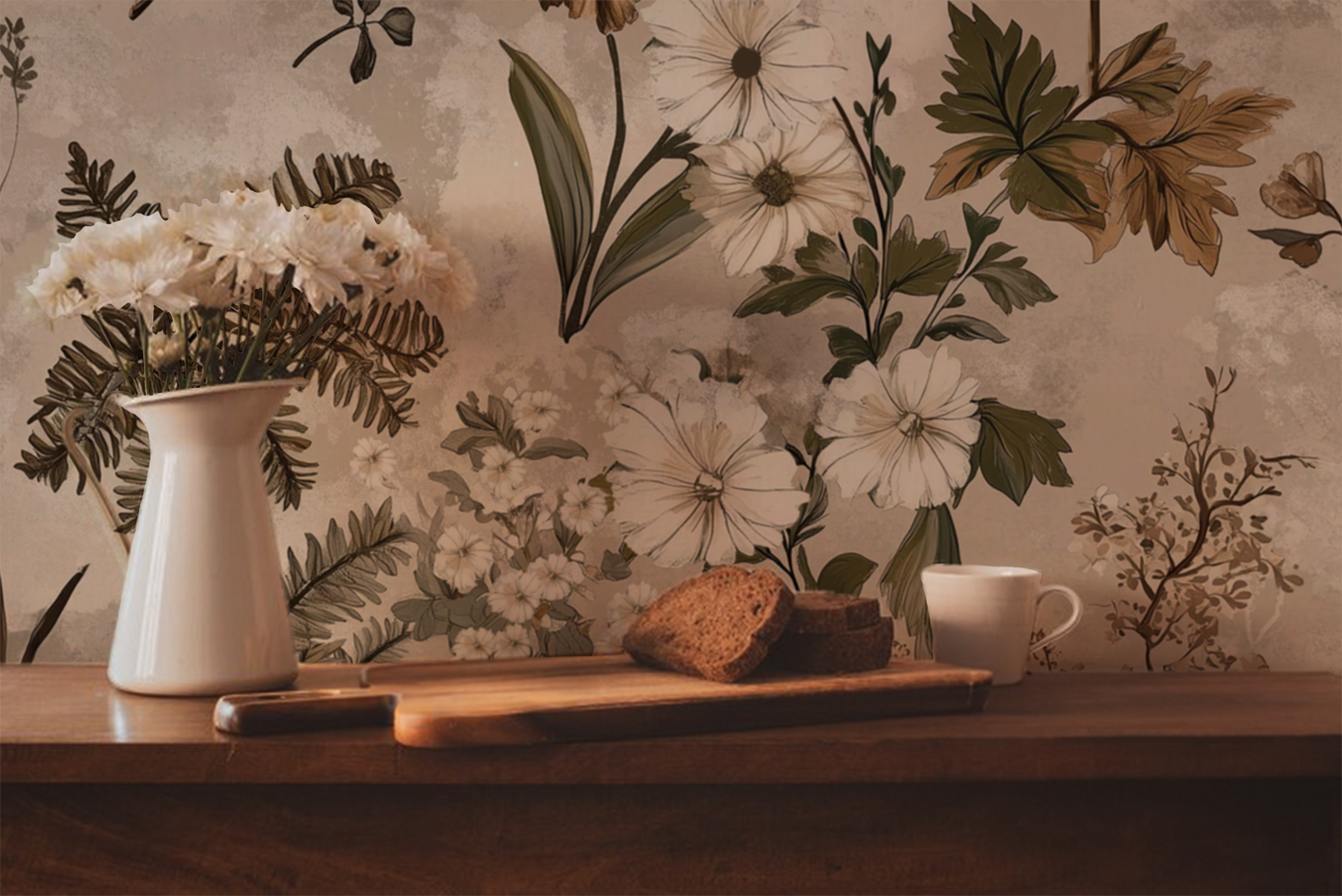 Woodland Whisper - Neutral Wildflower Wallpaper