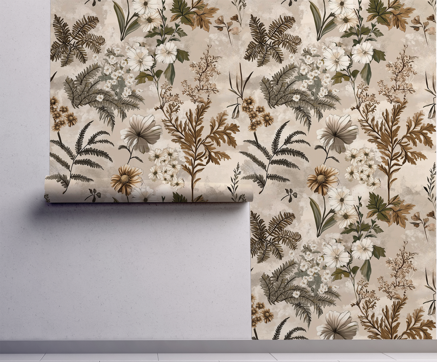 Woodland Whisper - Neutral Wildflower Wallpaper