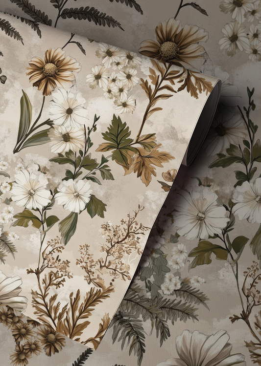 Woodland Whisper - Neutral Wildflower Wallpaper