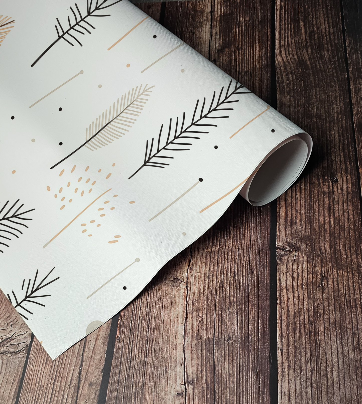 Neutral Botanical Wallpaper – Warm Beige Boho Design
