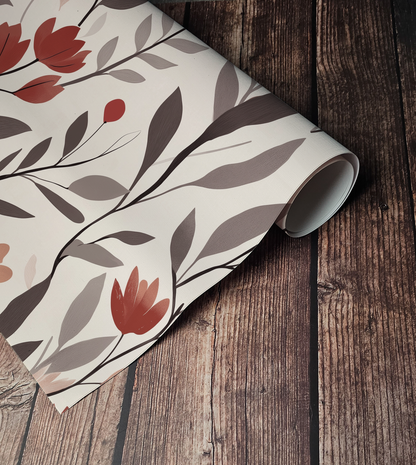 Calmly Rooted – Neutral Botanical Floral Wallpaper