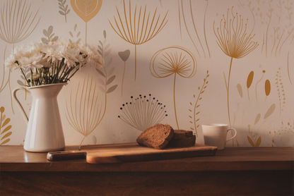 Neutral Botanical Wallpaper – Soft Beige Boho Design