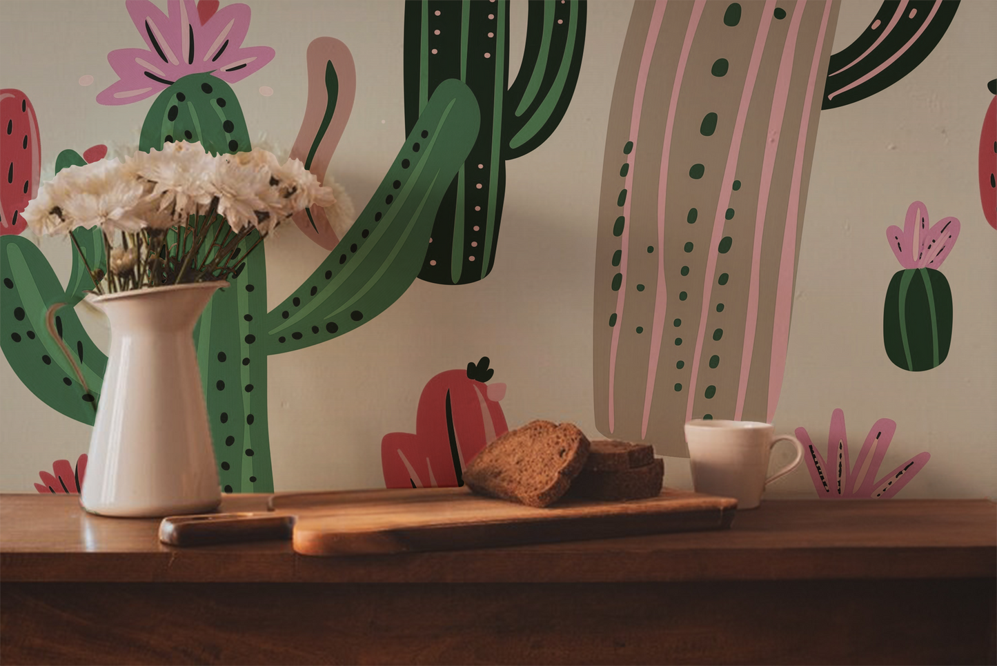 Southwest Cactus Wallpaper – Retro Desert Botanical Design