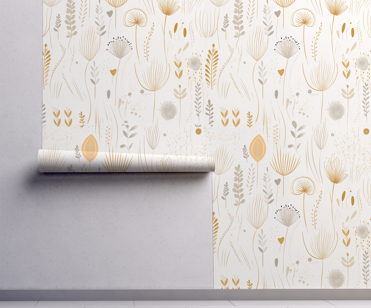 Neutral Botanical Wallpaper – Soft Beige Boho Design