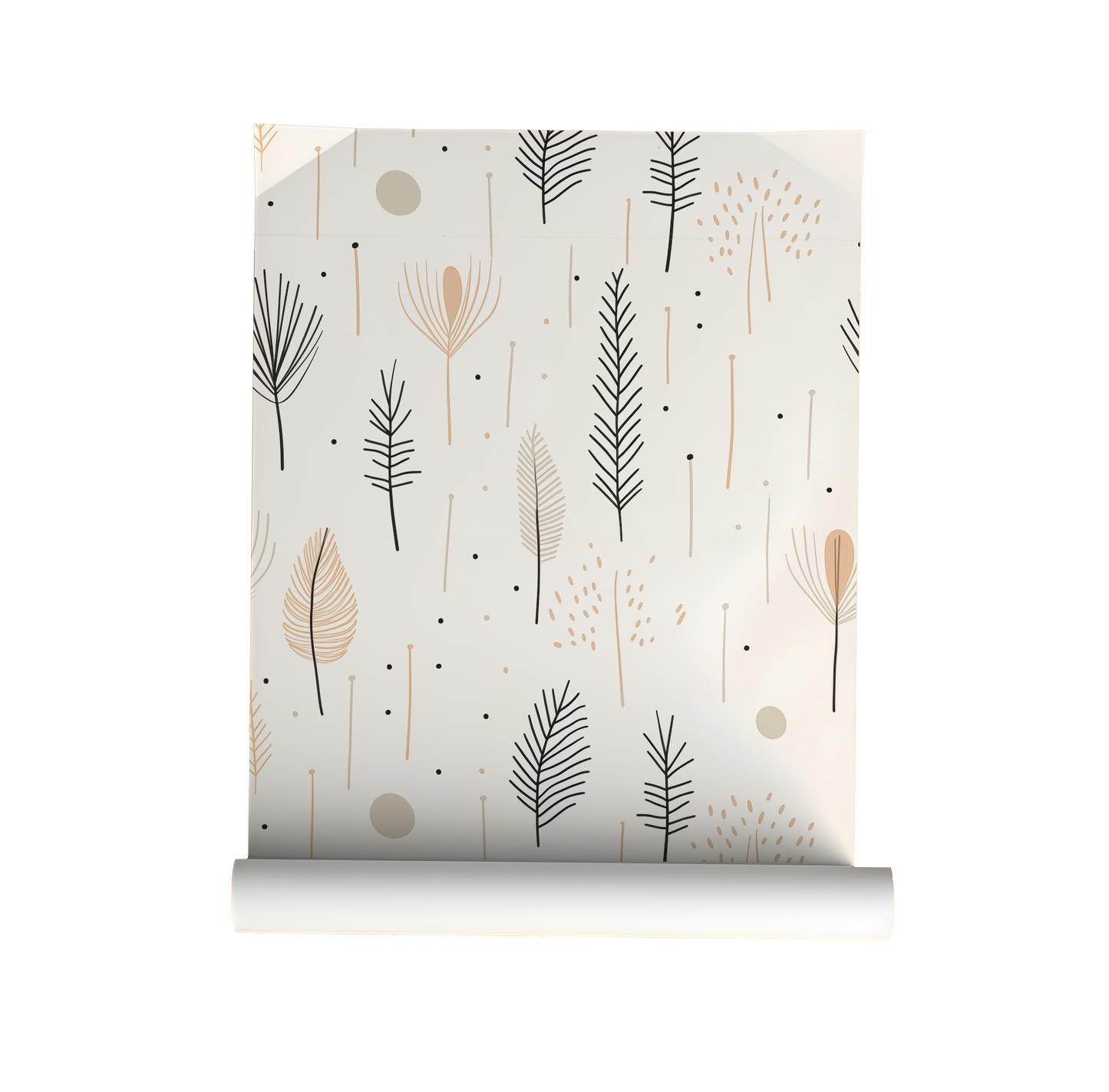 Neutral Botanical Wallpaper – Warm Beige Boho Design