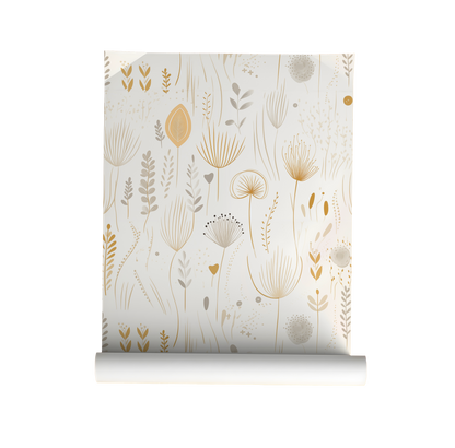 Neutral Botanical Wallpaper – Soft Beige Boho Design