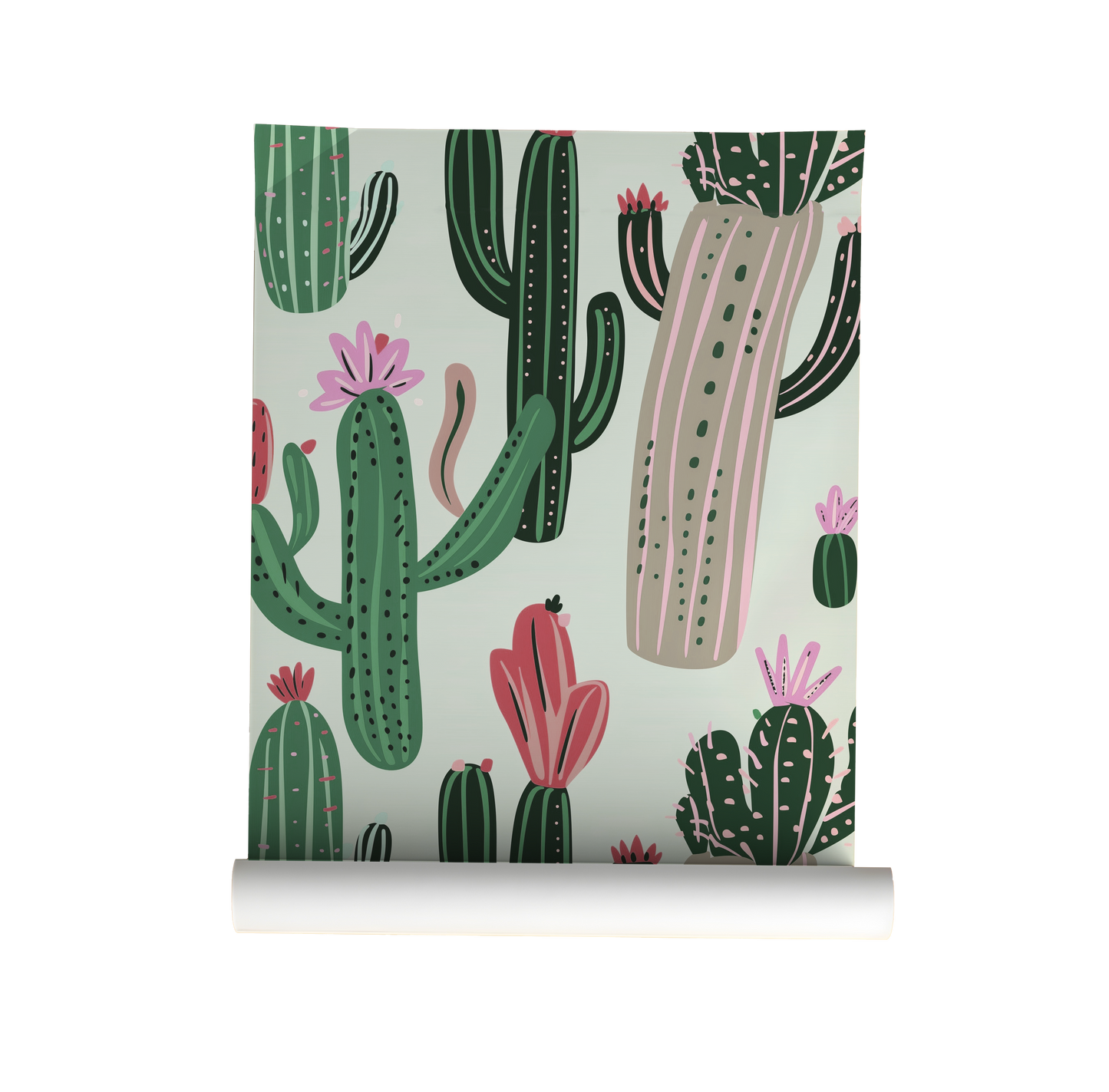 Southwest Cactus Wallpaper – Retro Desert Botanical Design