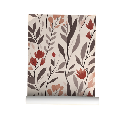 Calmly Rooted – Neutral Botanical Floral Wallpaper