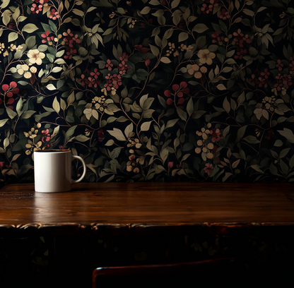 Shadowgarden - Dark Gothic Floral and Berry Wallpaper