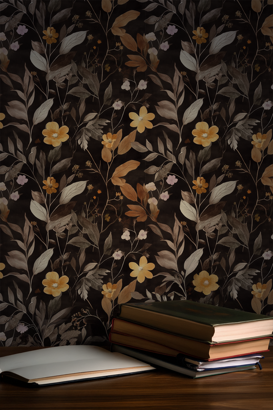 Emberwood Bloom - Dark Moody Floral Wallpaper