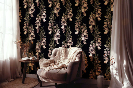 Midnight Foxglove - Dark Moody Wallpaper