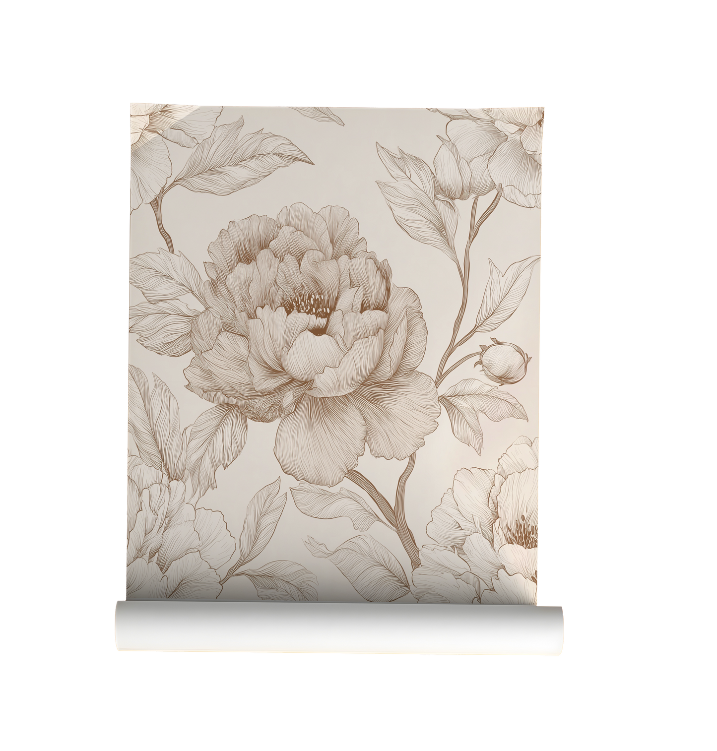 Vintage Peony Floral Wallpaper – Soft Neutral Botanical Design