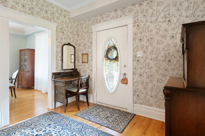 Neutral lined floral peonies peel and stick wallpaper