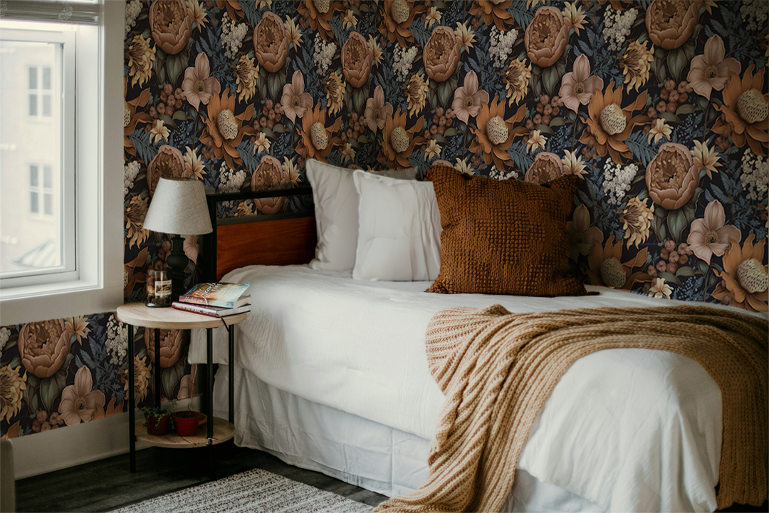 Vintage Meadow - Dark Moody Floral Wallpaper