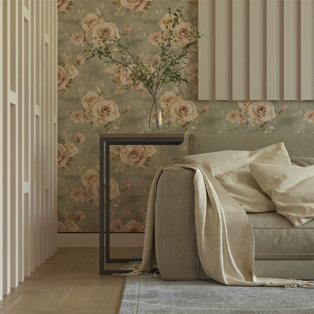 Sage & Rose - Soft Watercolor Floral Wallpaper