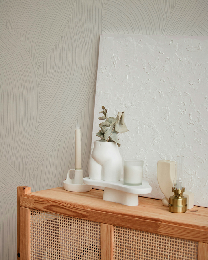 Textured Plaster Wallpaper – Neutral Faux Finish Wall Design