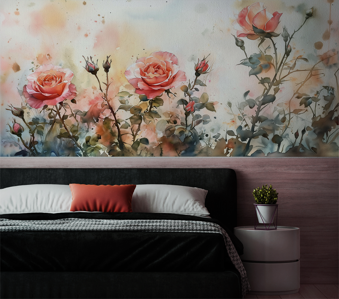 Blush Heirloom Roses – Floral Watercolor Wall Mural