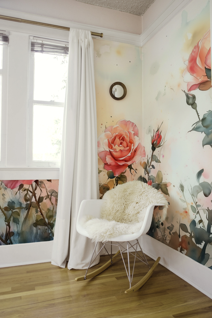 Blush Heirloom Roses – Floral Watercolor Wall Mural