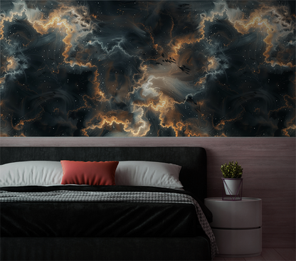 Cosmos – Black and Gold Galaxy Wallpaper Mural