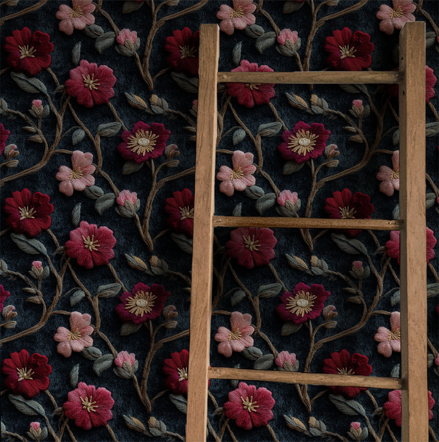 Moody monstera leaf wallpaper with large tropical leaves in deep green and cream tones On wall