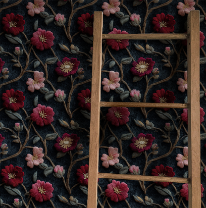 Moody monstera leaf wallpaper with large tropical leaves in deep green and cream tones On wall