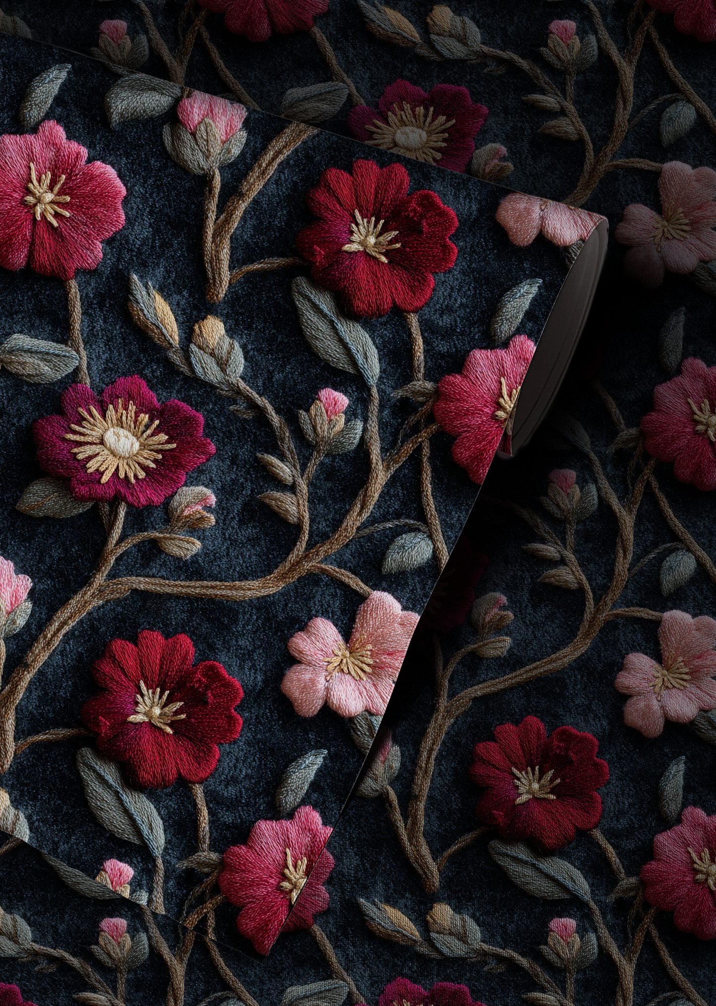 Moody monstera leaf wallpaper with large tropical leaves in deep green and cream tones Up close