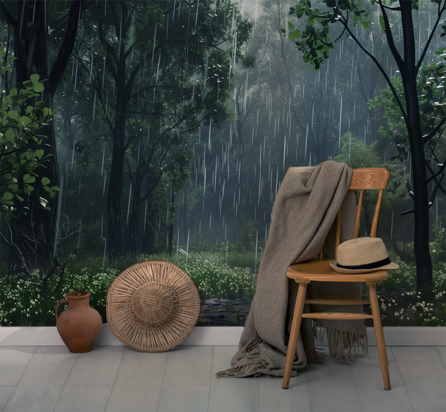 When The Rain Came - Ethereal Forest Wallpaper Mural