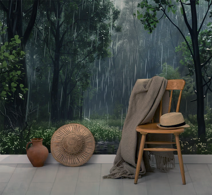 When The Rain Came - Ethereal Forest Wallpaper Mural