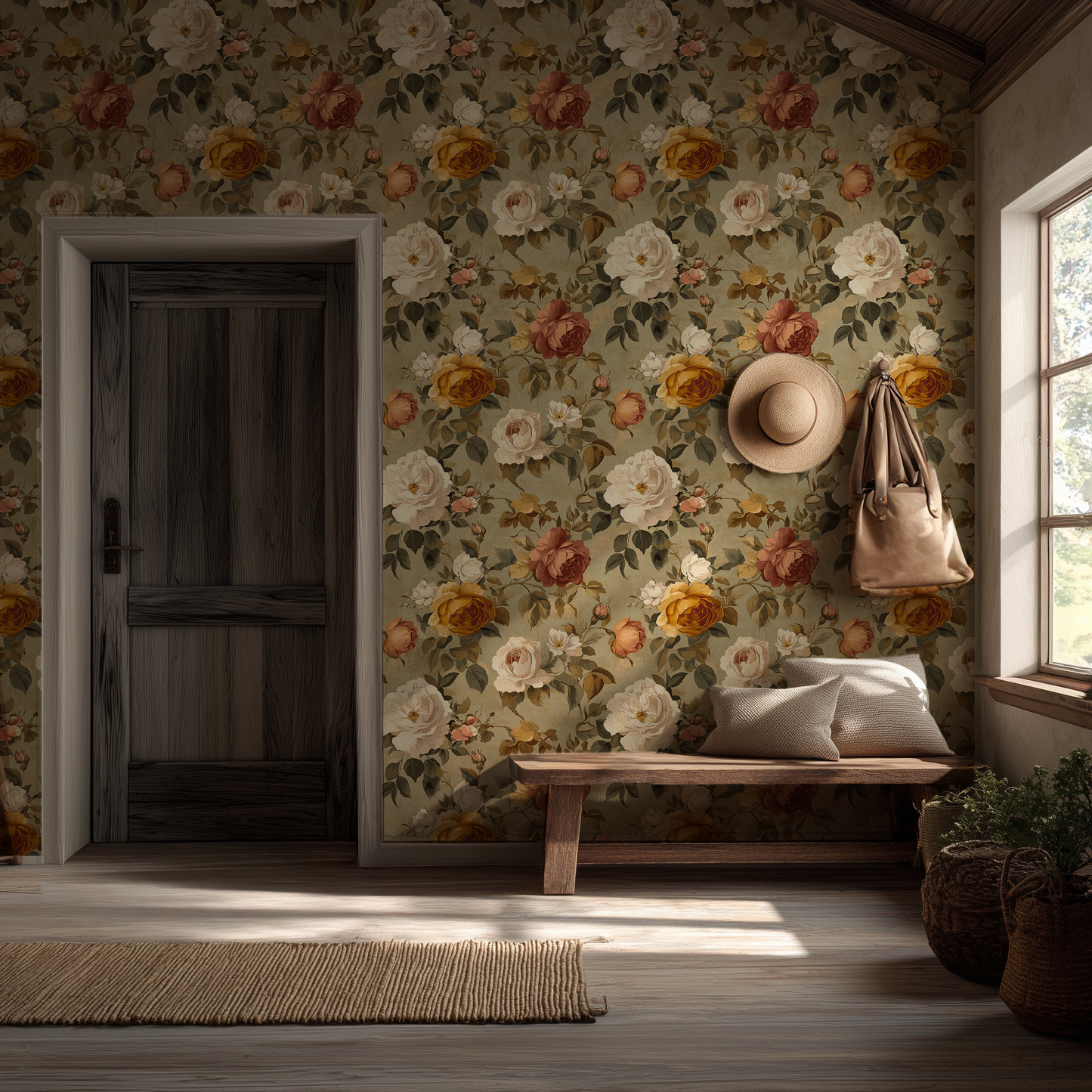 Heirloom Rose - Sage Floral Wallpaper