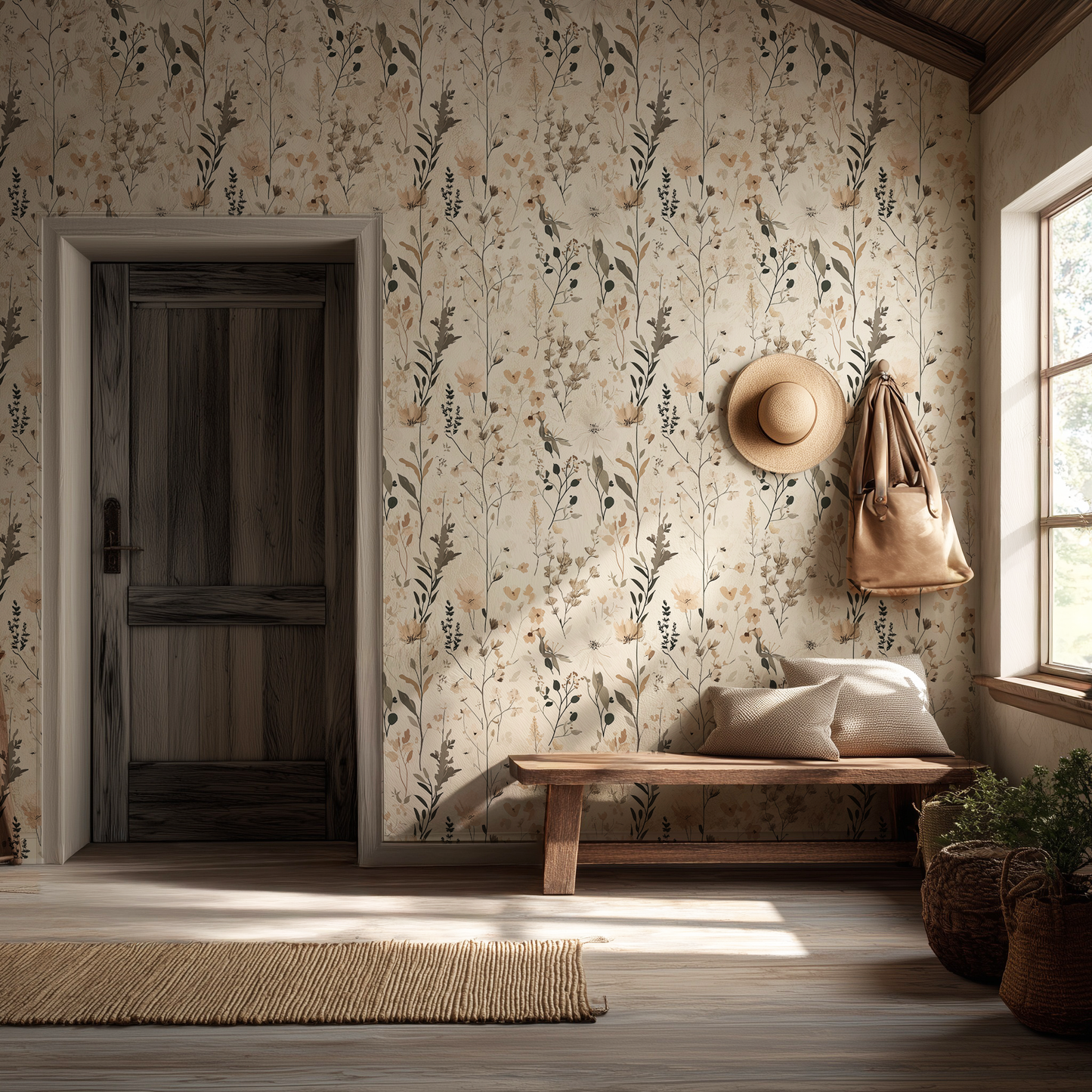 Wildflowers – Neutral Botanical Floral Wallpaper