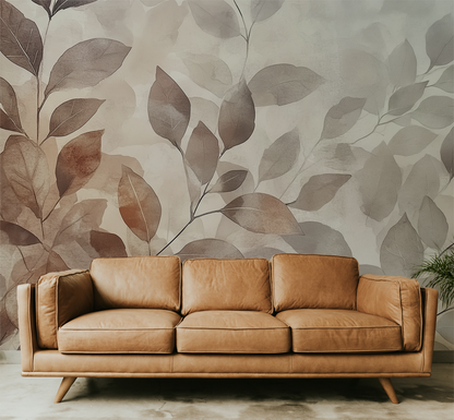 Neutral Botanical Wallpaper – Linen & Earth Tone Wall Mural