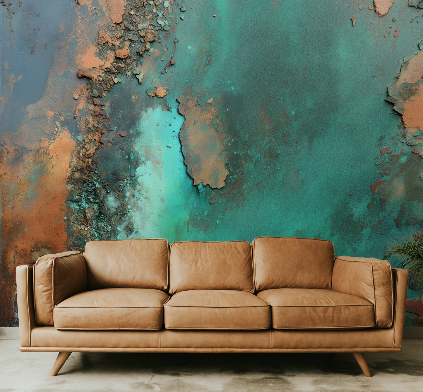 Green Abstract Wallpaper – Patina Copper Texture Wall Mural