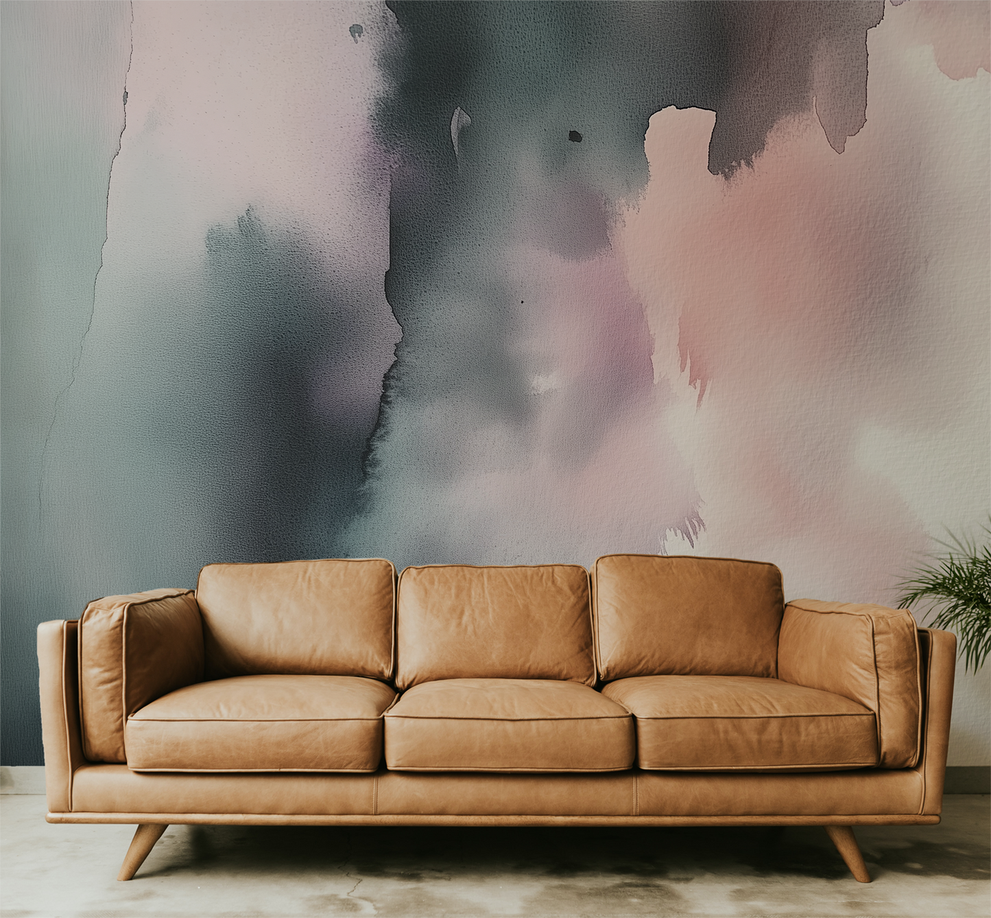 Abstract Watercolor Wallpaper – Neutral Blush & Sage Wall Mural l