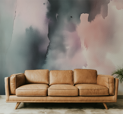 Abstract Watercolor Wallpaper – Neutral Blush & Sage Wall Mural l