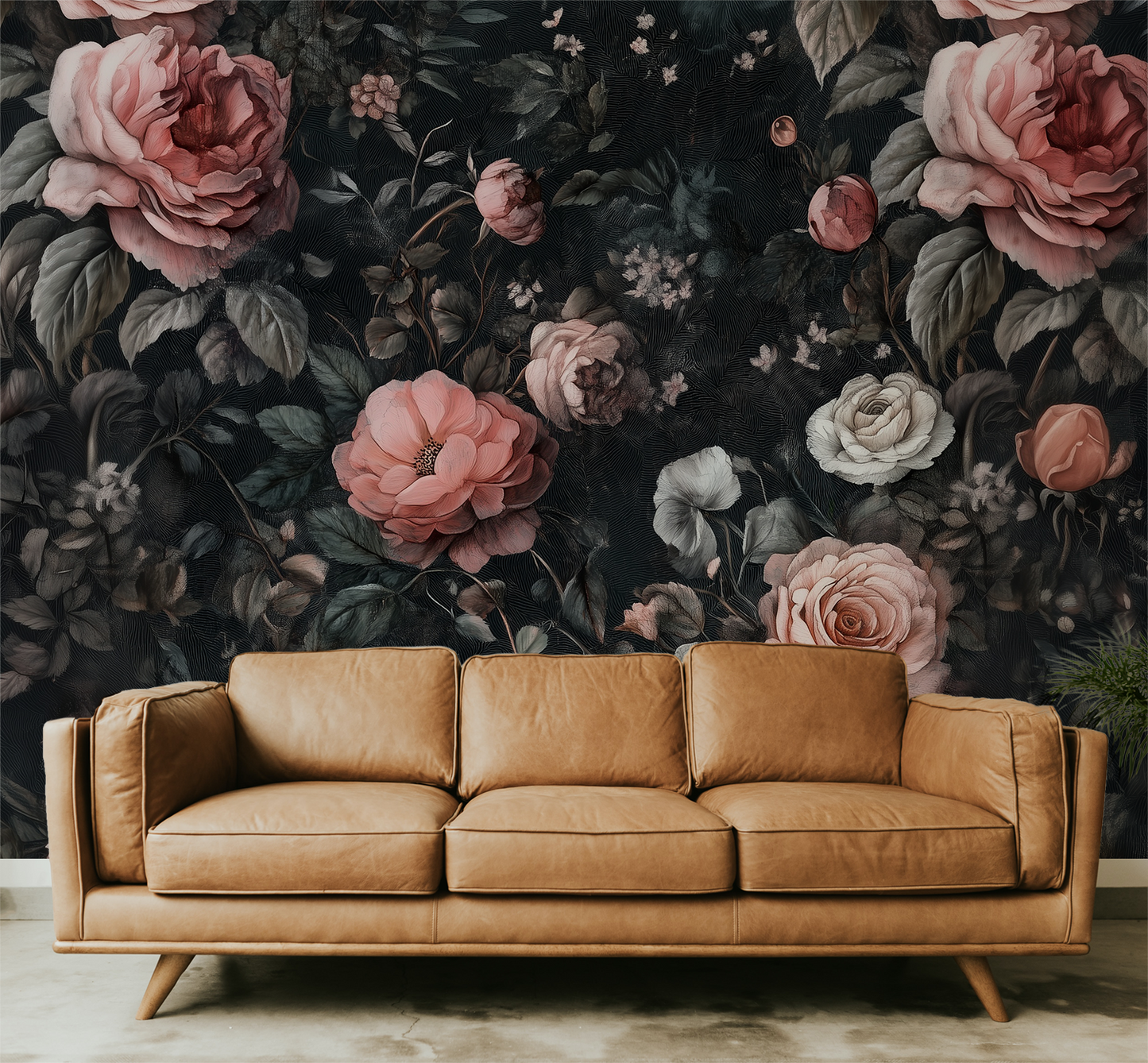 Dark Floral Wallpaper Mural – Heirloom Rose Garden