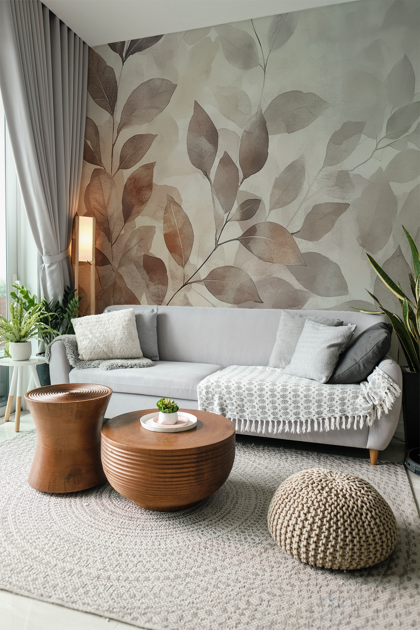 Neutral Botanical Wallpaper – Linen & Earth Tone Wall Mural