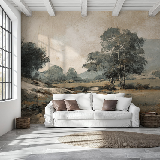 Neutral Landscape Wallpaper Mural – Quiet Field