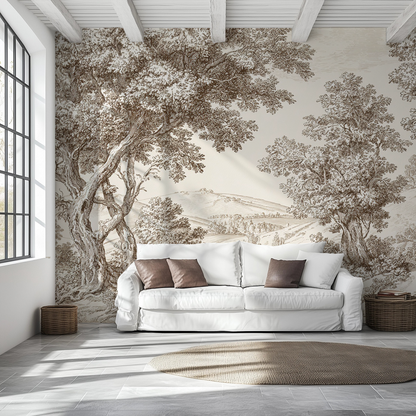 Countryside Toile Wallpaper Mural