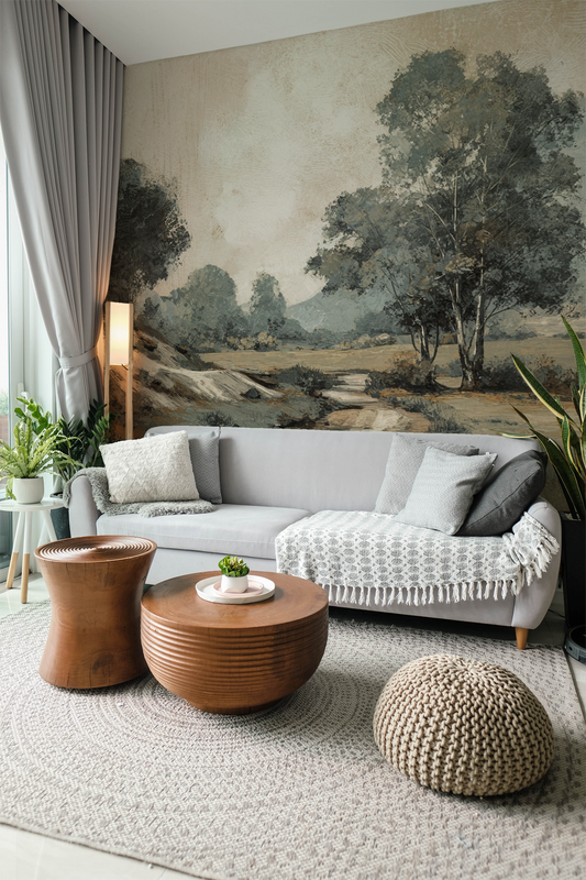 neutral landscape peel and stick wallpaper mural
